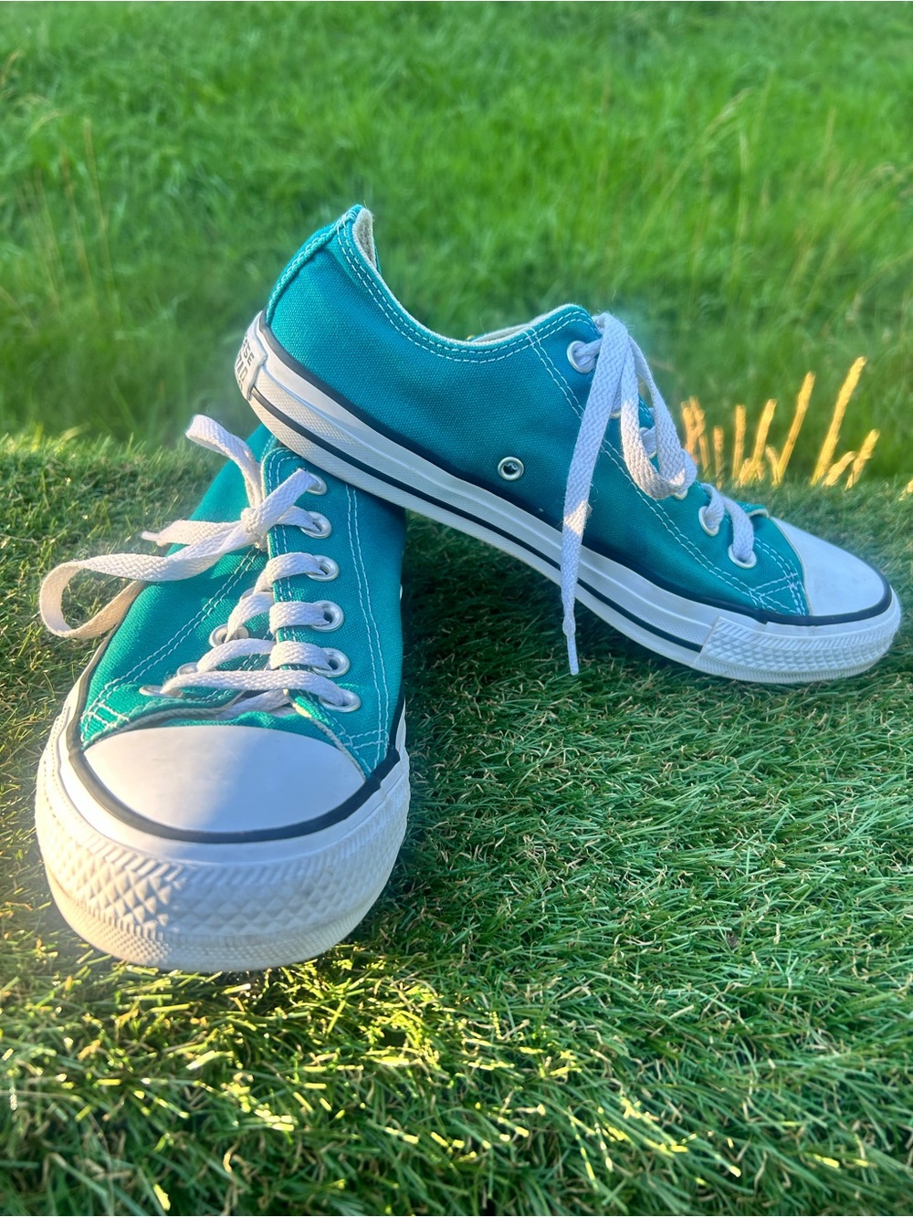 Converse Low Top Shoes, Teal, Woman's 8, Mens 6, Lace Up, Skater, Grunge